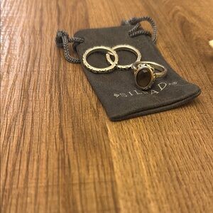 Silpada Silver Ring Set with Black Stone
